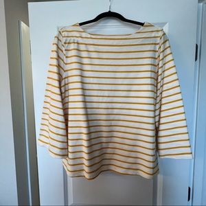 Old Navy yellow and white stripe boat neck shirt
